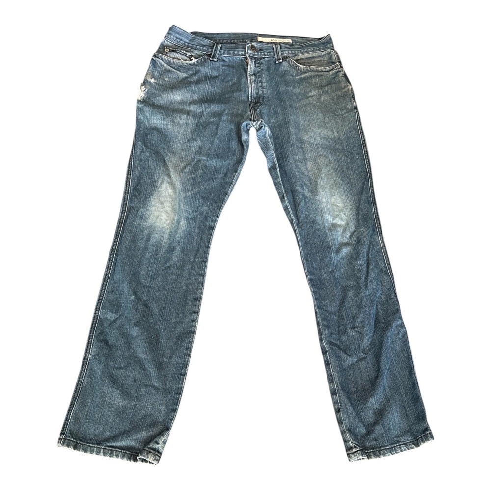 DKNY Jeans Mens 36x34 Medium Wash Straight Leg Denim Pants Cotton Distressed